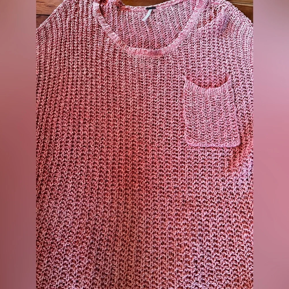 Oversized free people sheer see through peachy coral pink top size small